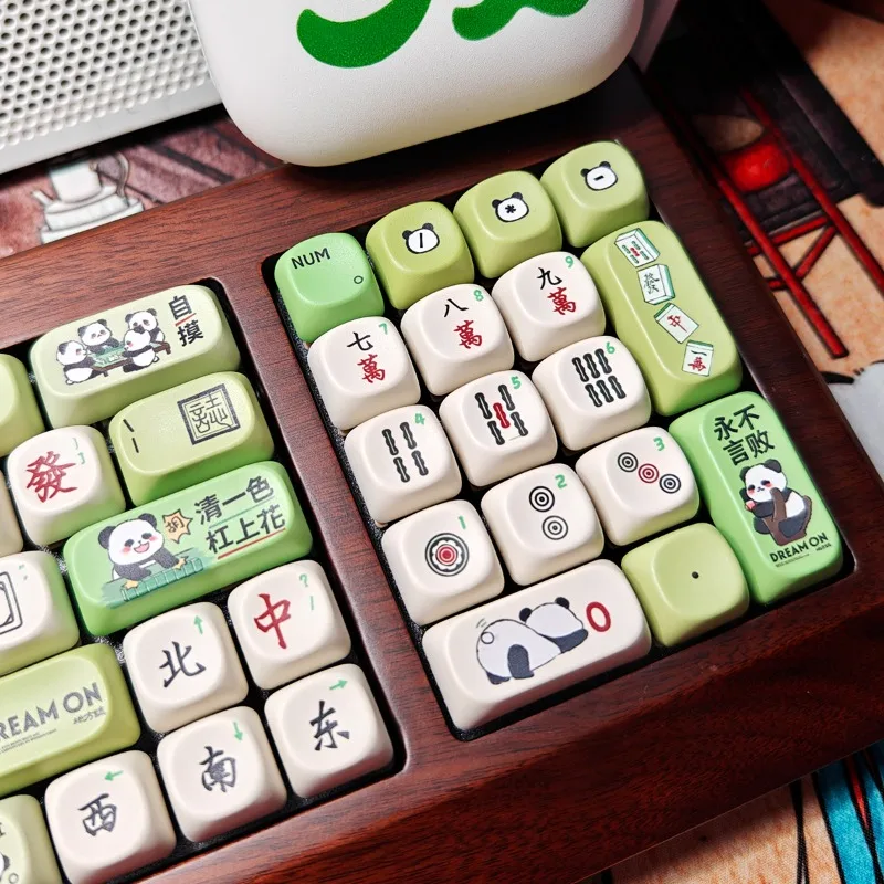 

Mahjong-patterned Keycaps Hand-painted Cute Mechanical Keyboard Keycaps Five-sided DYE-sublimation PBT Side-printed Keycaps 130