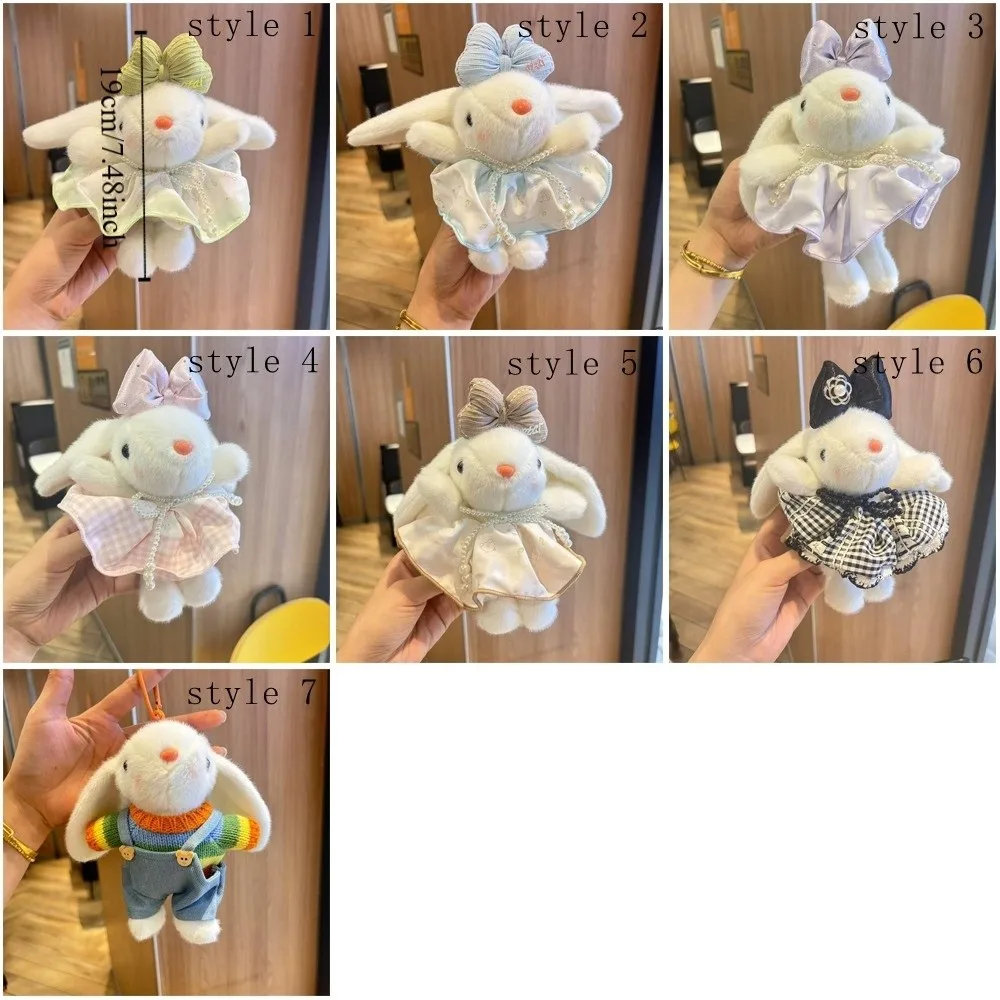 Pendentif lapin doux et élégant, 19cm, porte-clés de dessin animé, mignon, remplissage en coton PP, porte-clés de voiture, cadeau pour filles