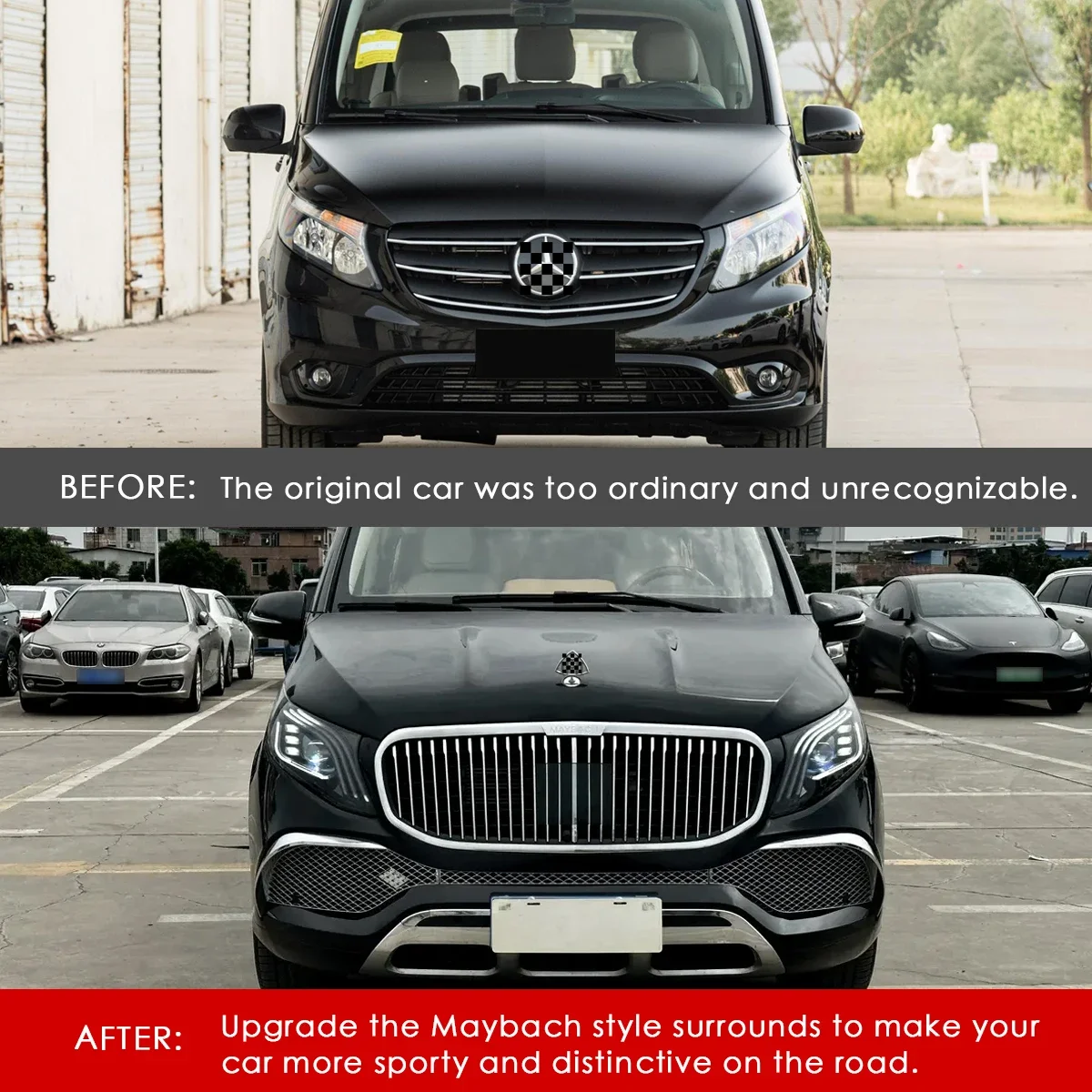 Car Styling BodyKit Front Rear Bumper For Mercedes Benz Vito V260 V250 Upgrade Modified to NEW Benz Maybach Styling Bodykit