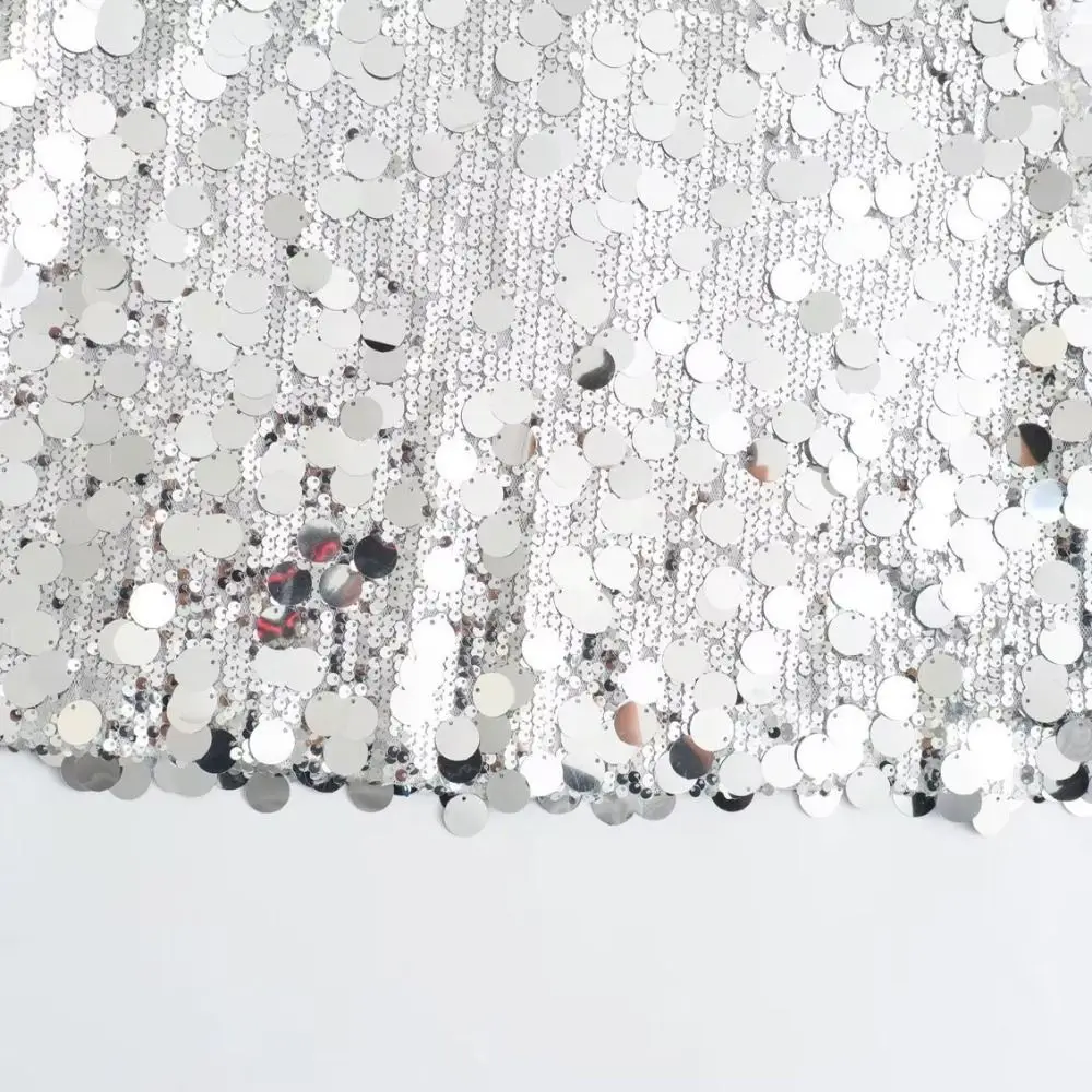 Fashion High Waist Sequin Mini Skirt Solid Color Shining Sequin Party Skirt Side Zipper A-Line Short Skirt Summer Season