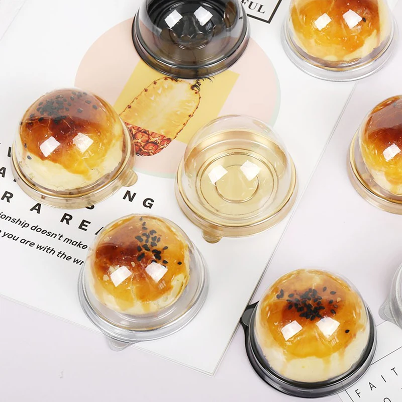 Caja transparente para pastelería crujiente de yema de huevo, bandejas desechables para pastel de Mousse, contenedor para boda, cumpleaños, soporte para postre, caja de embalaje para hornear, 10 Uds.