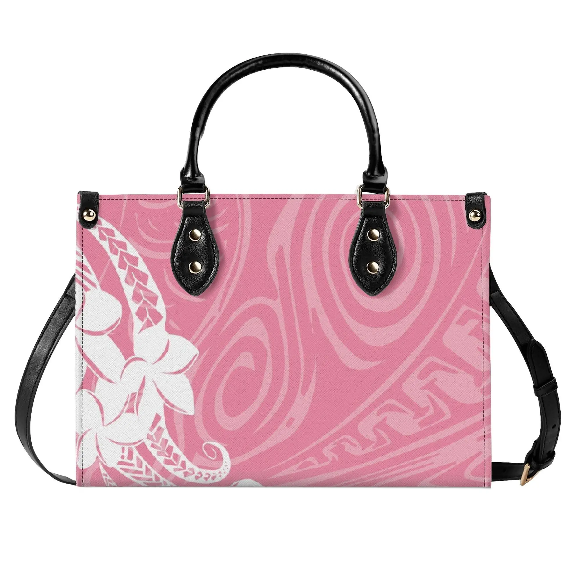 

Luxury Classic Twill Leather Zipper Handbag Exquisite Storage Bag With Custom Pattern Design Casual Polynesian Samoa Tribe Large