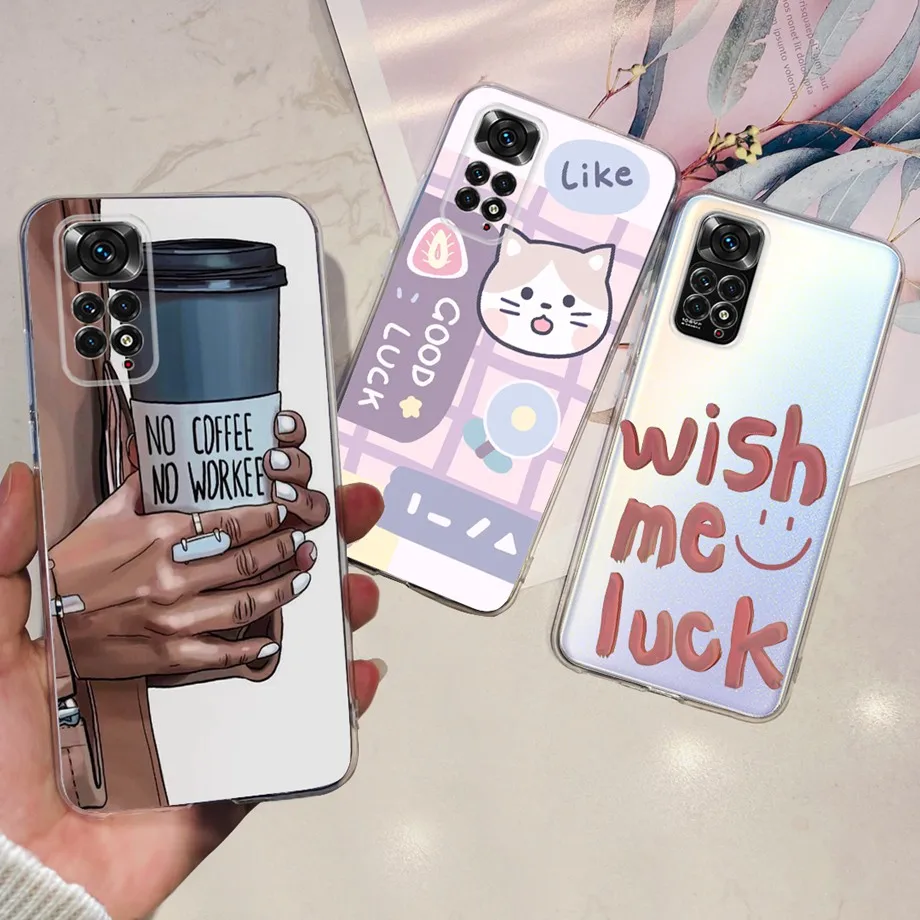 Capa de telefone feminina para Xiaomi Redmi Note 11 Pro, 4G, 5G, Redmi Note 11, 11S, 4G, Global, Fino, Silicone Bumper, Suave