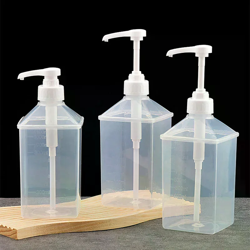 Syrup Dispenser Useful 1100ml Multi-Function Liquid Pump Hand Pressure Fructose Quantitative Syrup Squeeze Honey Plastic Bottle
