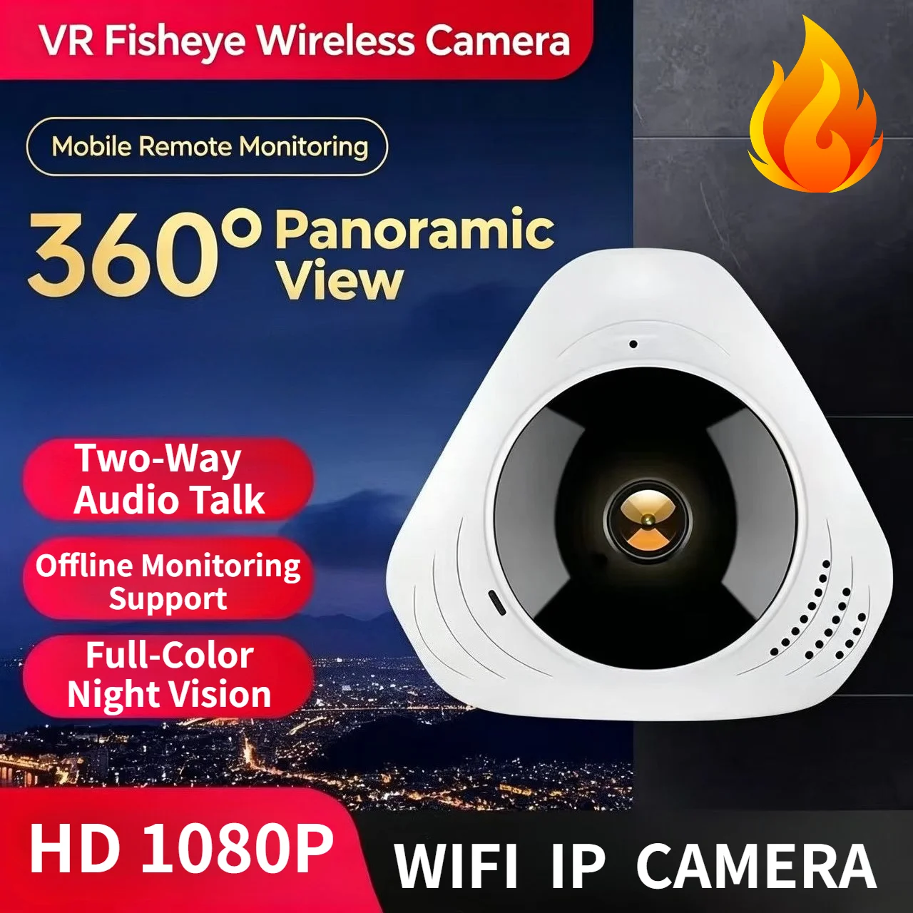 360° Wifi Panoramic Camera 1080P HD Security Protection Fisheye IP Cam Smart Home Night Vision CCTV Small Surveillance Camcorder