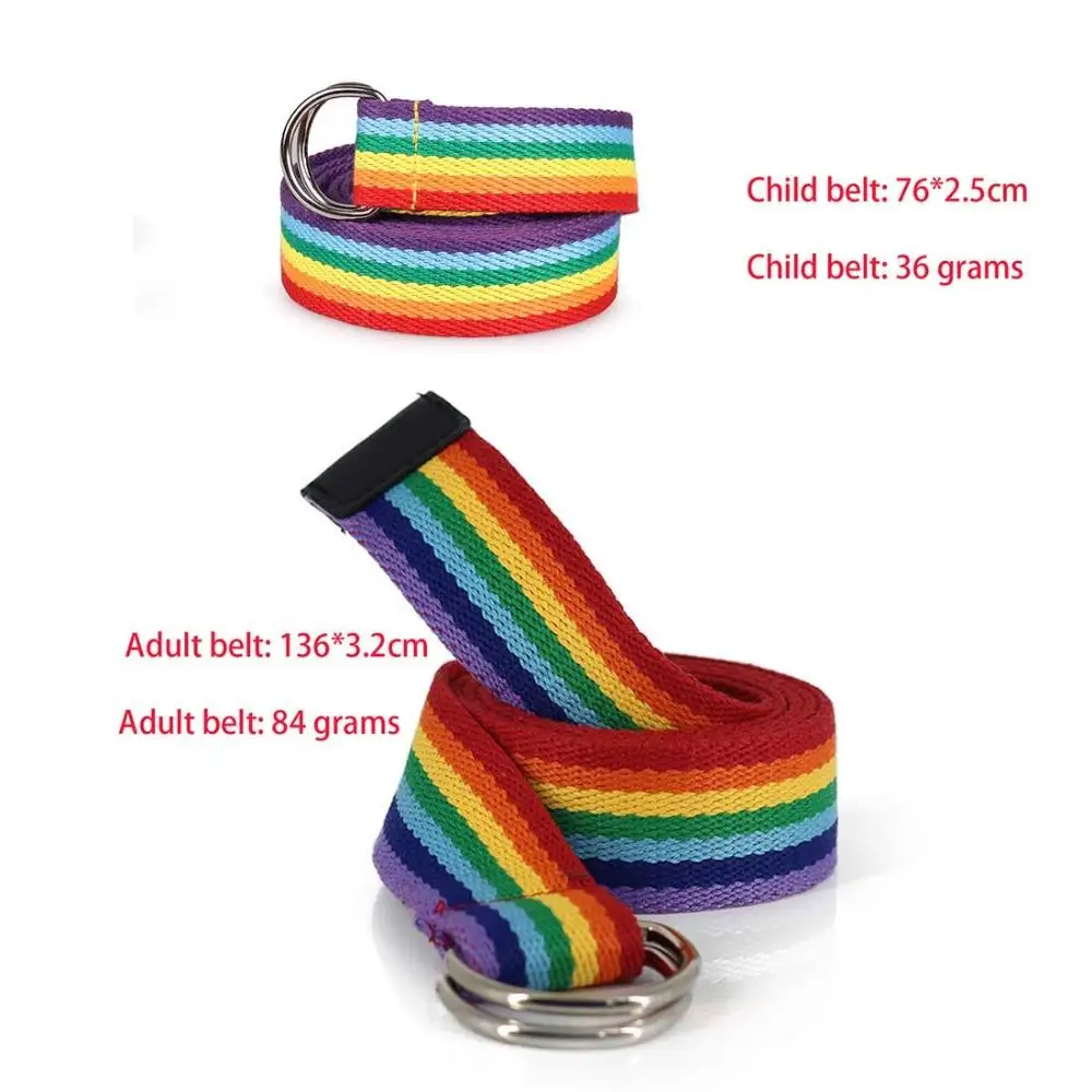 Belts Decorative Belt Ultra Long Waistband Rainbow Ribbon Casual Wild Parent-child Belt Double Ring D-shaped Buckle