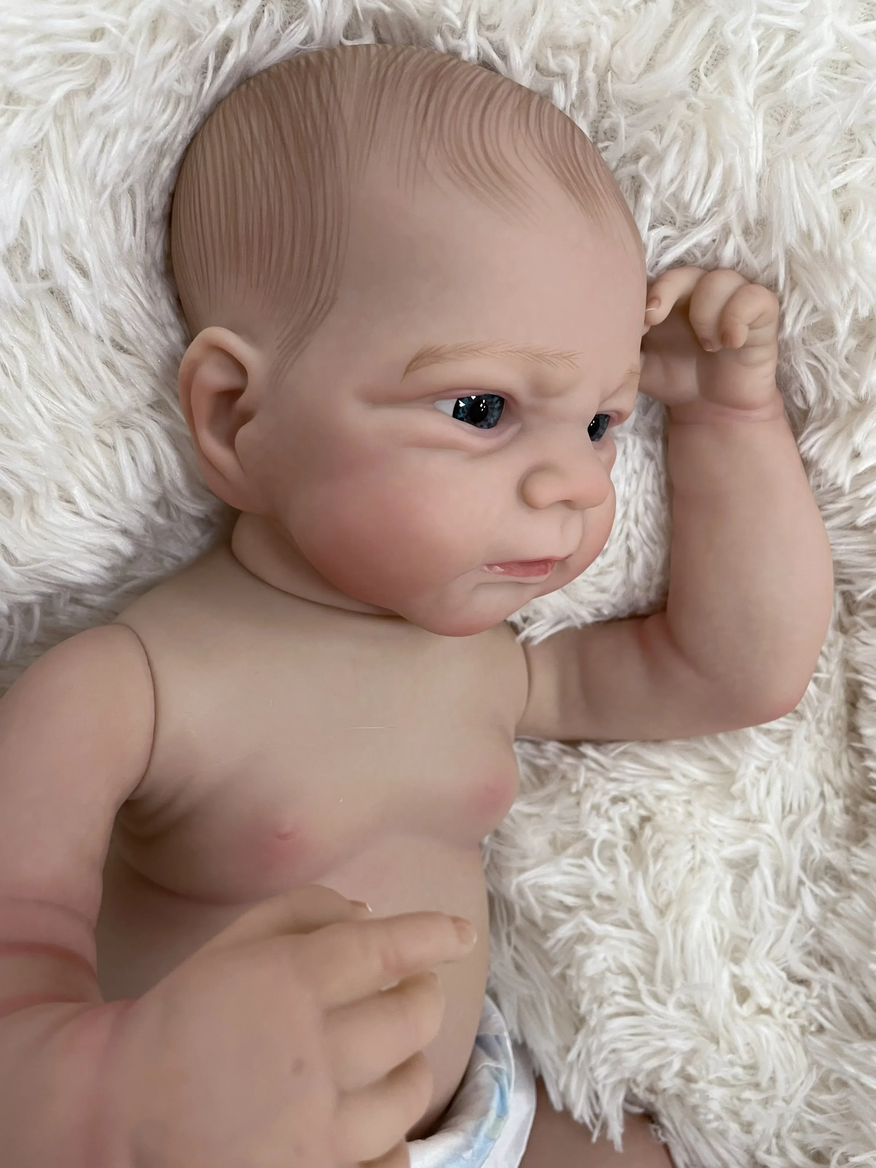 Elijah Full Vinyl Body Reborn Doll 19inch Multiple Layers Painting 3D Skin With Visible Veins Hand Drawn Hair Excluding clothing