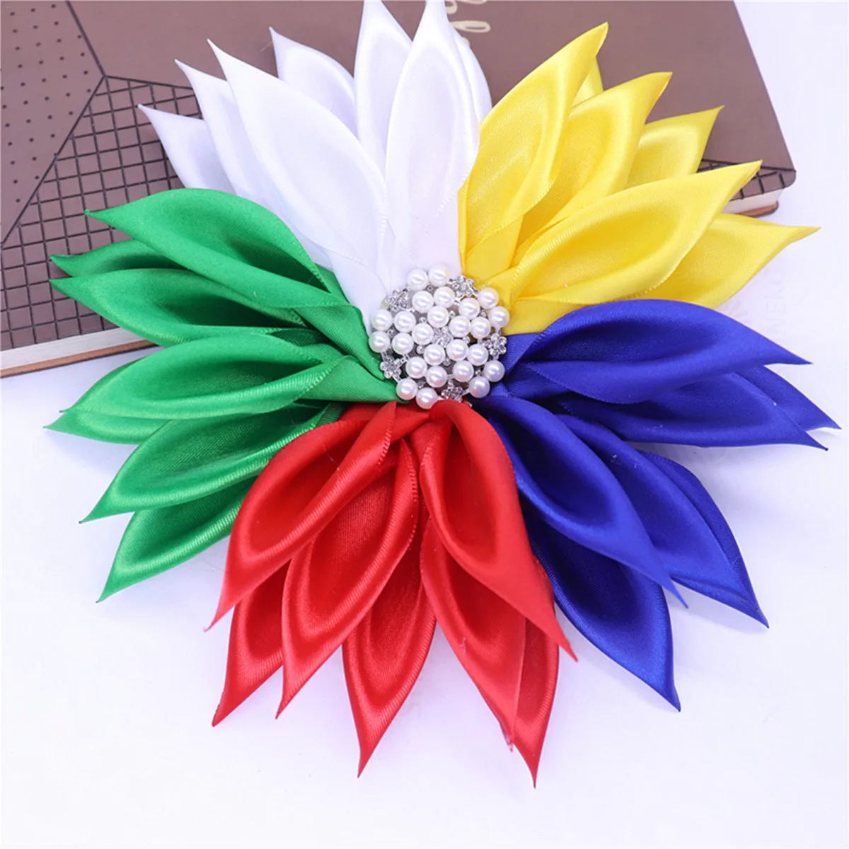 Muliti Colorful Satin Fabric Ribbon Corsage OES Pin Flower Order Eastern Star Brooch Jewelry Custom