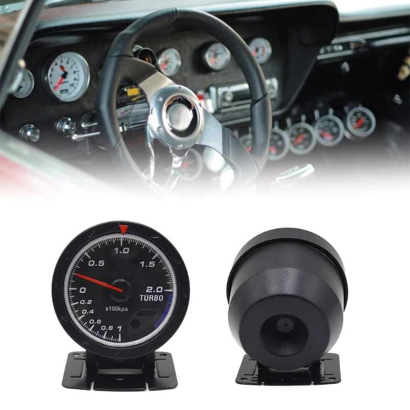 Boosts Meter Gauge, DC12V 60mm LED Turbos Boosts Vacuum Press Gauge Meter Pointers Type Automobile Turbos Boosts Gauge