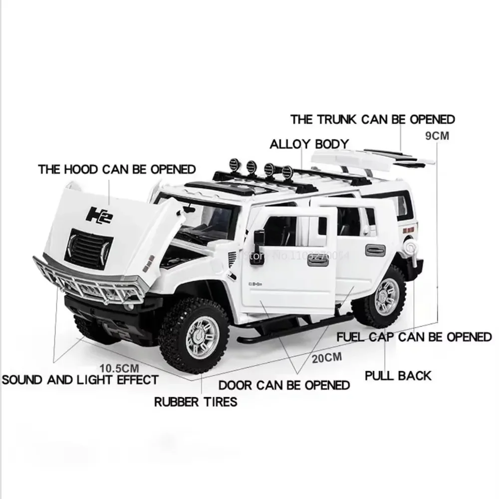 1:24 Mitsubishi Delica H2 Model Speelgoed Auto Diecast Legering Terreinwagen Deuren Geopend Geluid Licht Trek Voertuig Kerstcadeau