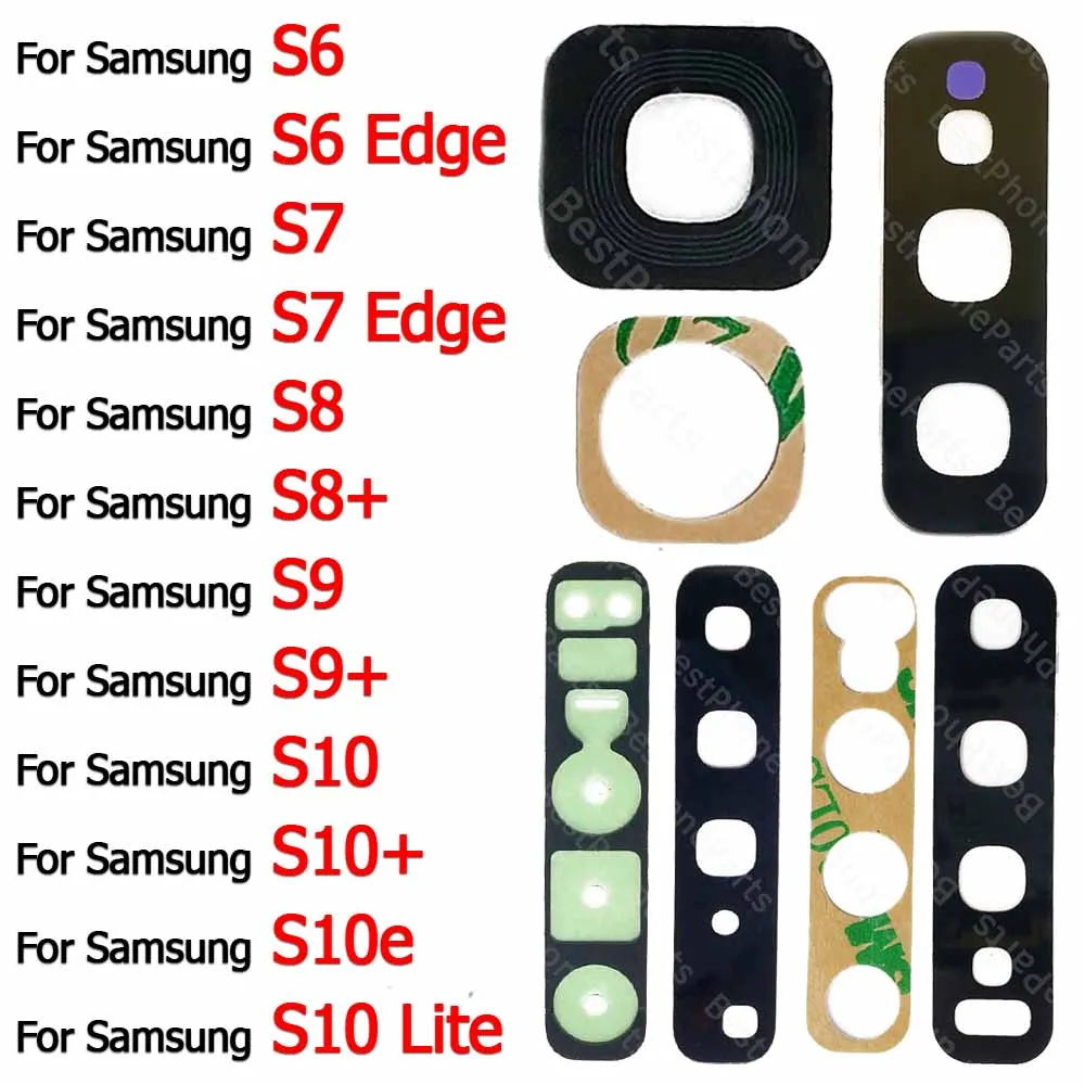 For Samsung Galaxy S9 Plus S9+ S10 Lite S10+ S10e 5G S6 S7 Edge S8 S8+ Rear Back Camera Lens Glass Lens Cover Parts