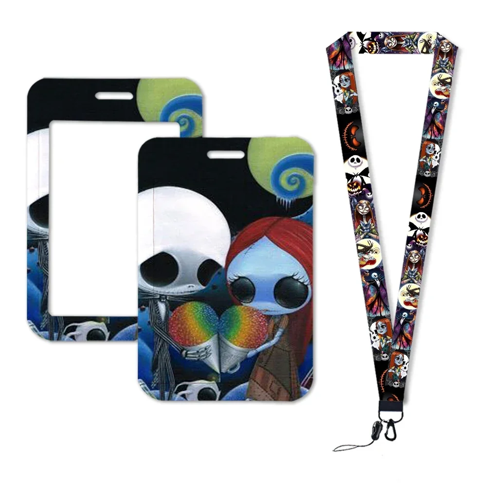 Disney-The Nightmare Before Christmas ID Card Holder Lanyards, réinitialisation rétractable, Neck Strap, Credit Card Case, Danemark ge Keychain Holder