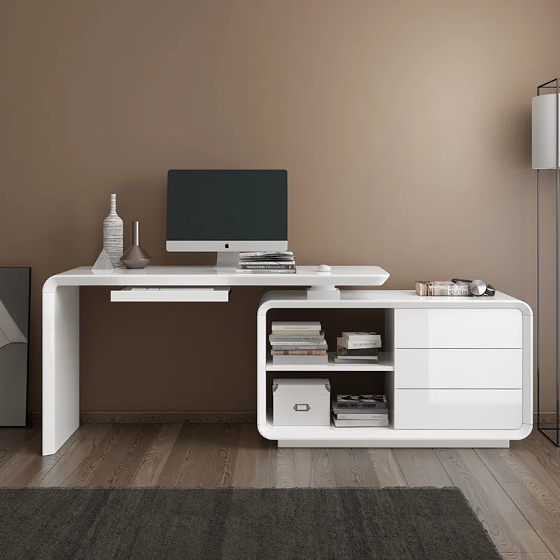Household computer desk Office furniture Simple desktop rotating corner White painted desk