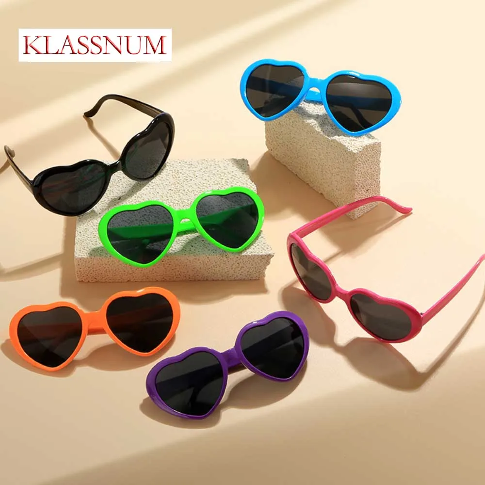 KLASSNUM Heart Shaped Candy colors Love Sunglasses Girls and boys street photography sunglasses Shades Unisex Christmas Gifts