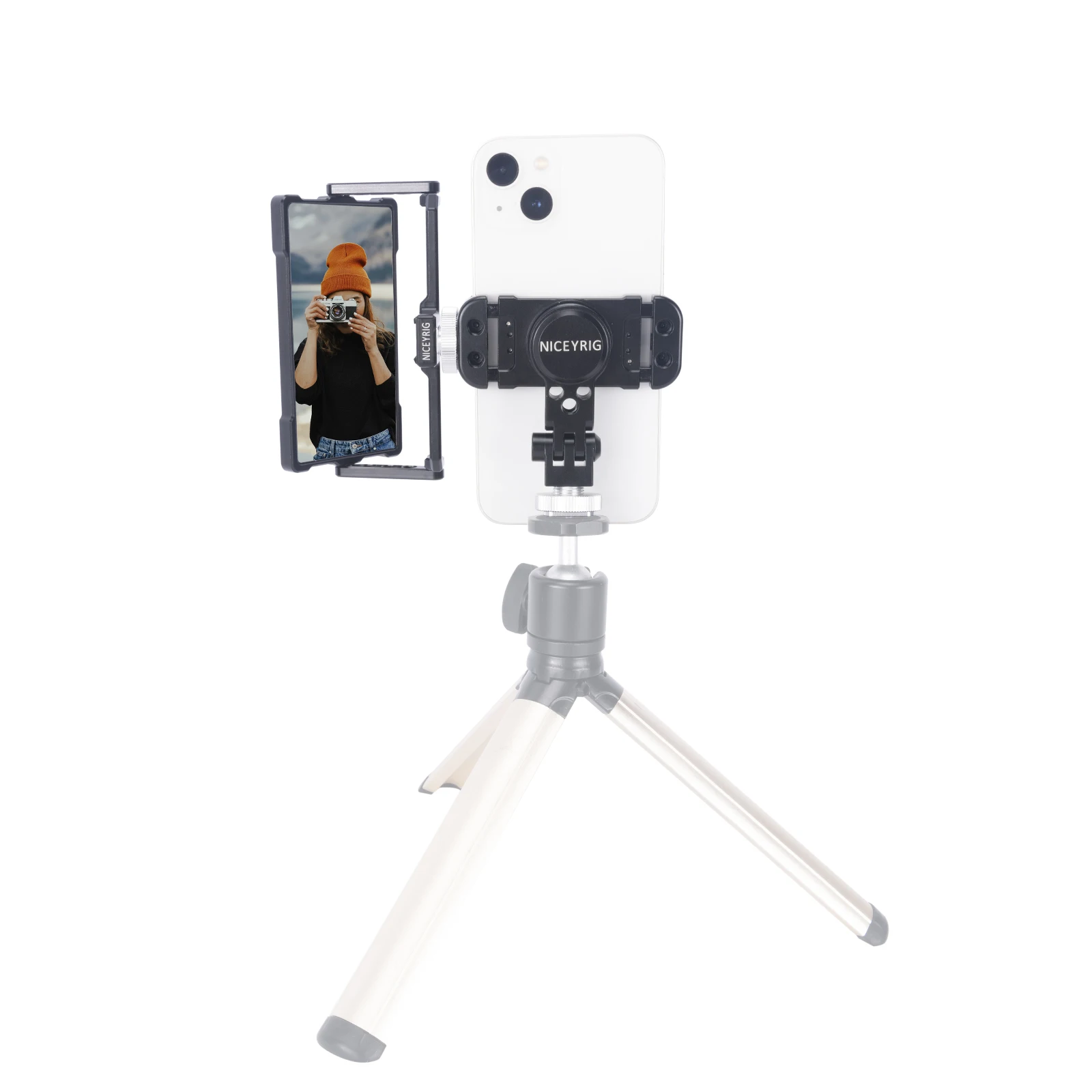 Niceyrig Vlogging Live Streaming Selfie Kit with Flip Monitor Mirror & Smart Phone Tripod Mount Holder Clamp