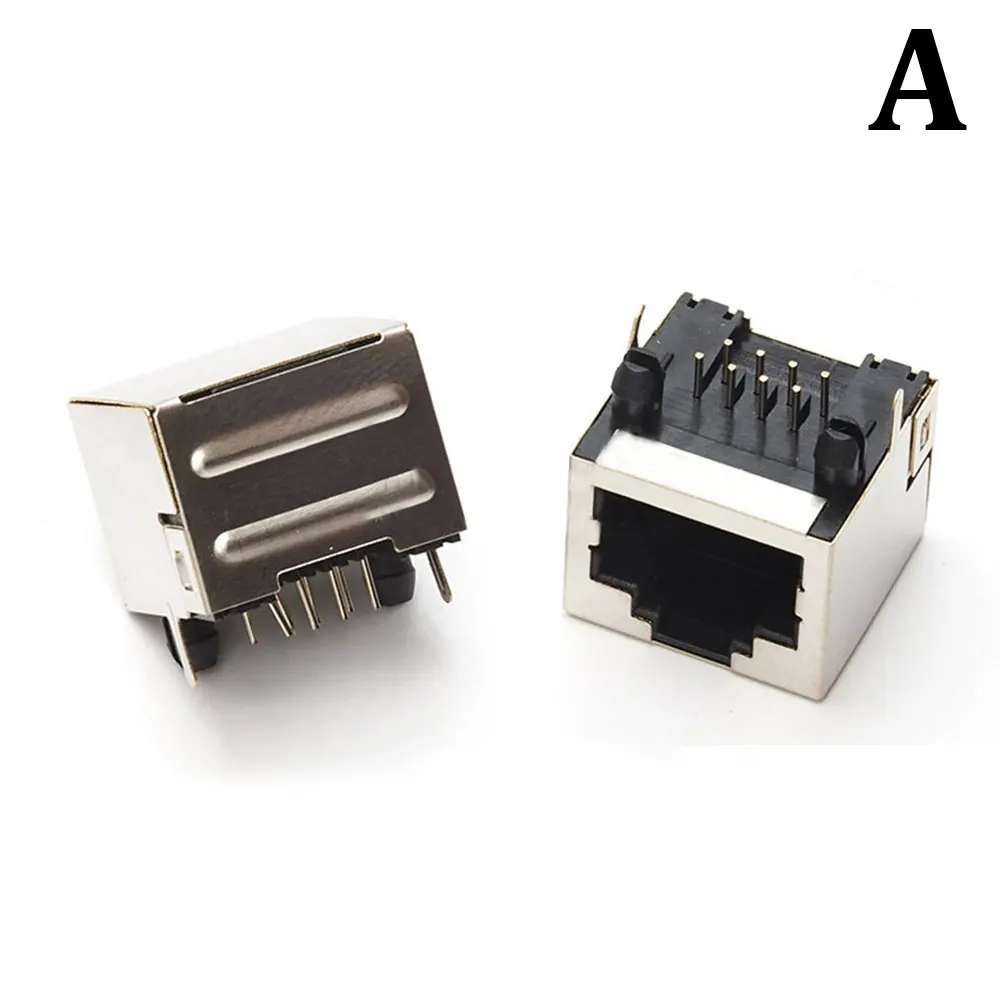 2PCS Metal RJ45 Shield Network Jack 8 Pin PCB SMT/horizontal/vertical Board Female Socket Connector 8P8C