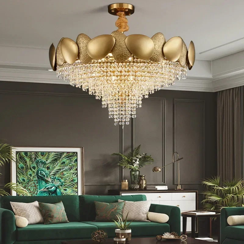 Nordic LED Living Room Crystal Chandelier Bedroom Crystal Ceiling Lamp Villa Chandelier Hotel Indoor Lighting Crystal Lamp