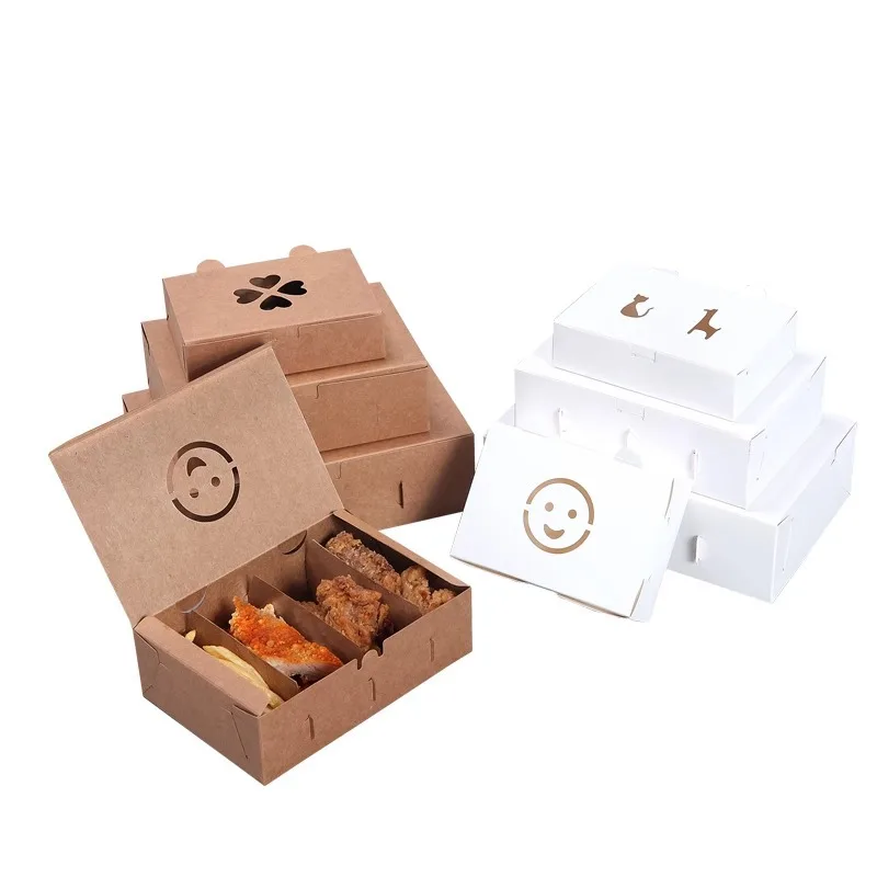 Customized. Kraft Paper Fried Chicken to-Go Box Snack Oil-Proof Takeaway Chicken Block Box Commercial Disposable Take-out Box in