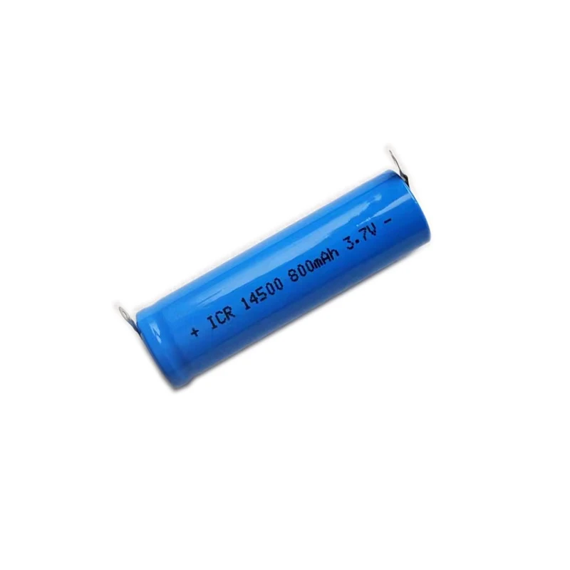 100% New 14500 Lithium Li-ion Rechargeable Battery with Welding Nickel Sheet For Torch Microphone Radio Toothbrush 800mAh 3.7V