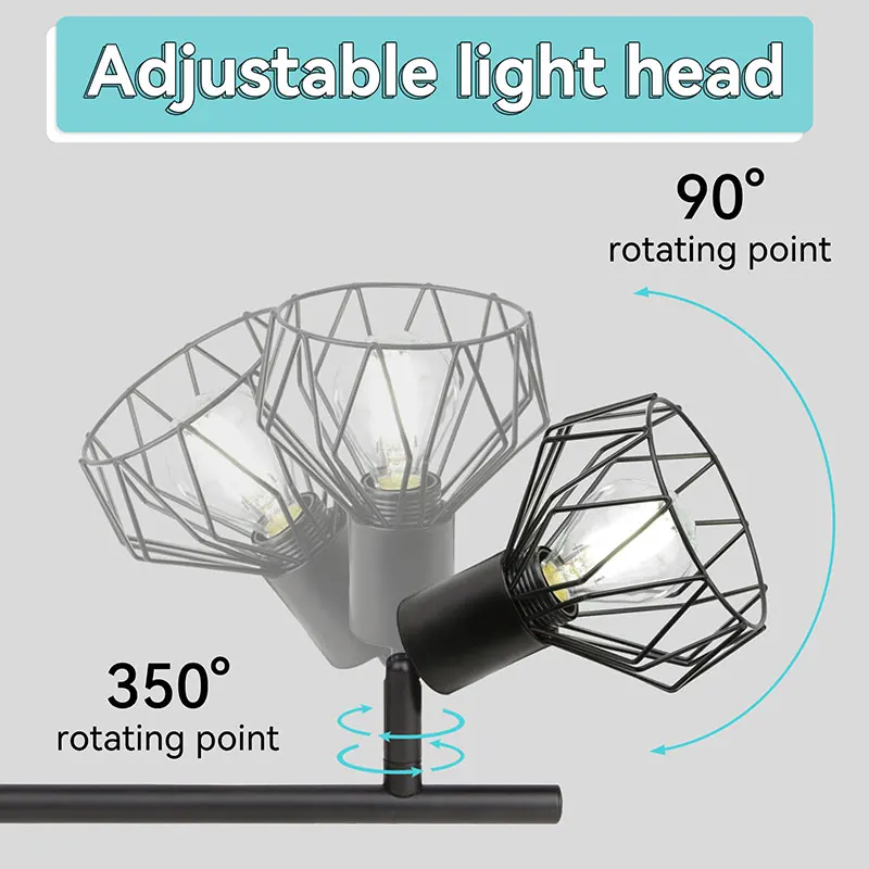Metal Chandelier LED Ceiling Pendant Lamp E14/E26/E27 Adjustable Angle Spot Lights Living Room Decor Iron Frame Ceiling Lights