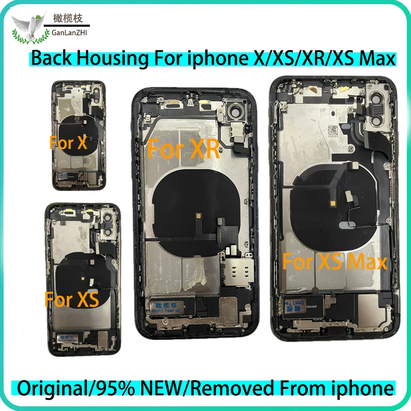 Full Assembly XR Housing for IPhone XS MAX X Back Cover Case Battery Middle Chassis Frame Rear Door Case with Flex Cable Repair