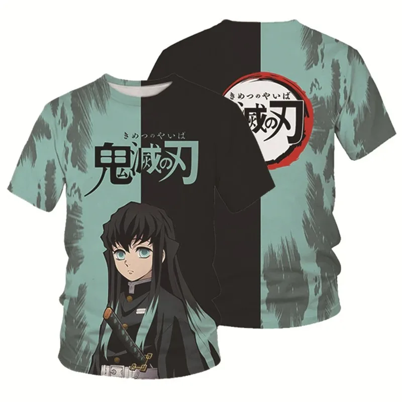 3D Printing T shirts Anime Demon Slayer Parent-child T-shirt Children's Clothing Short Sleeve Sweatshirt Cartoon Tops Kid Tshirt