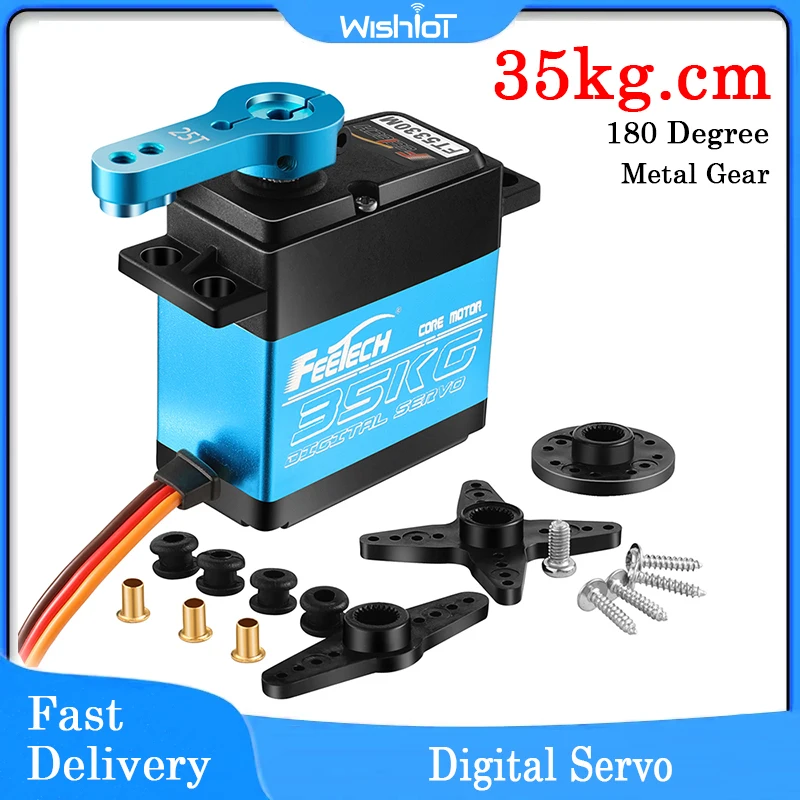 

35kg.cm Digtal Servo Metal Gear 25T Servo Arm 180 Degree Waterproof for RC Model Airplane Helicopter Robot Truck Feetech FT5330M