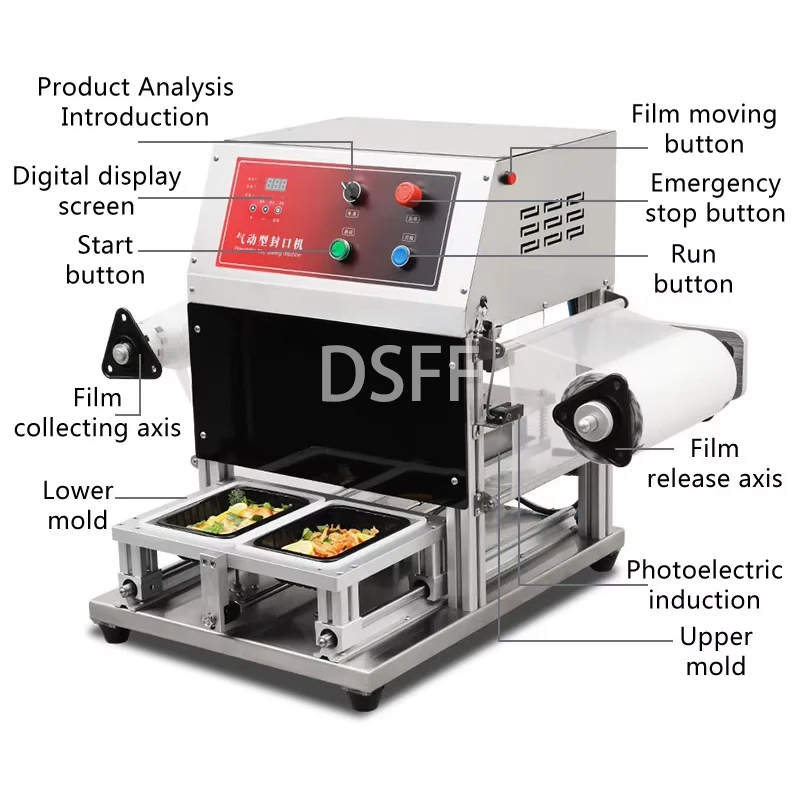 Pneumatic Packaging Machine, Food Container Tray Preservation Sealing Equipment, Fruit And Vegetable Container Sealing Machine