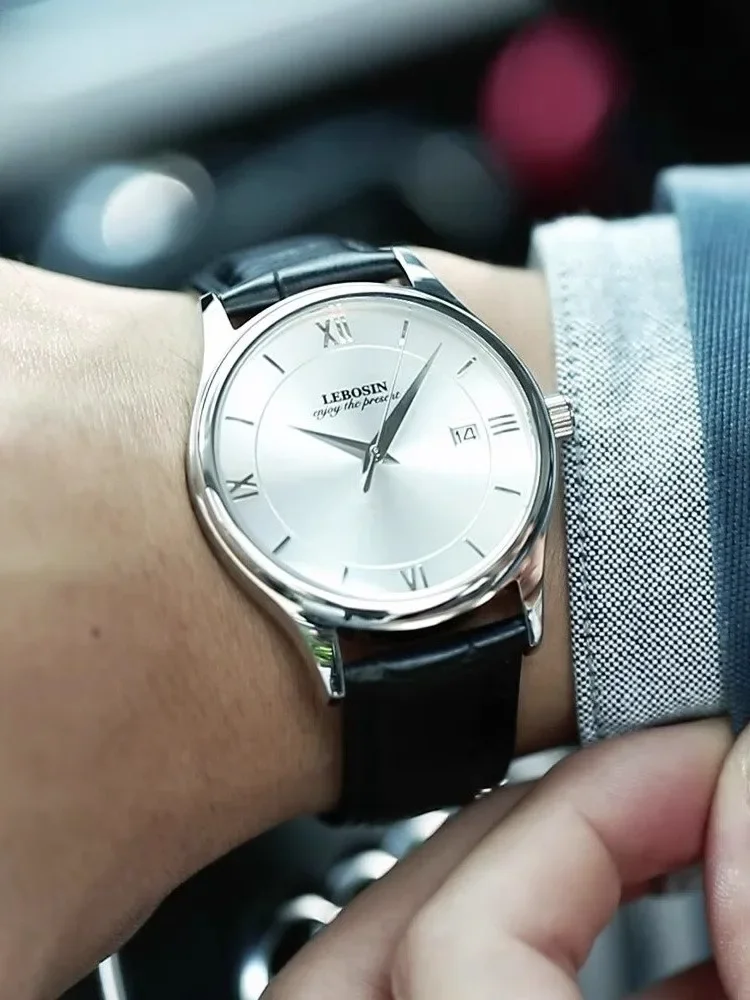 남성용 쿼츠 시계, 사파이어 글래스, 비즈니스 패션 원피스, 리얼 304L 스틸 벨트, 39.5mm