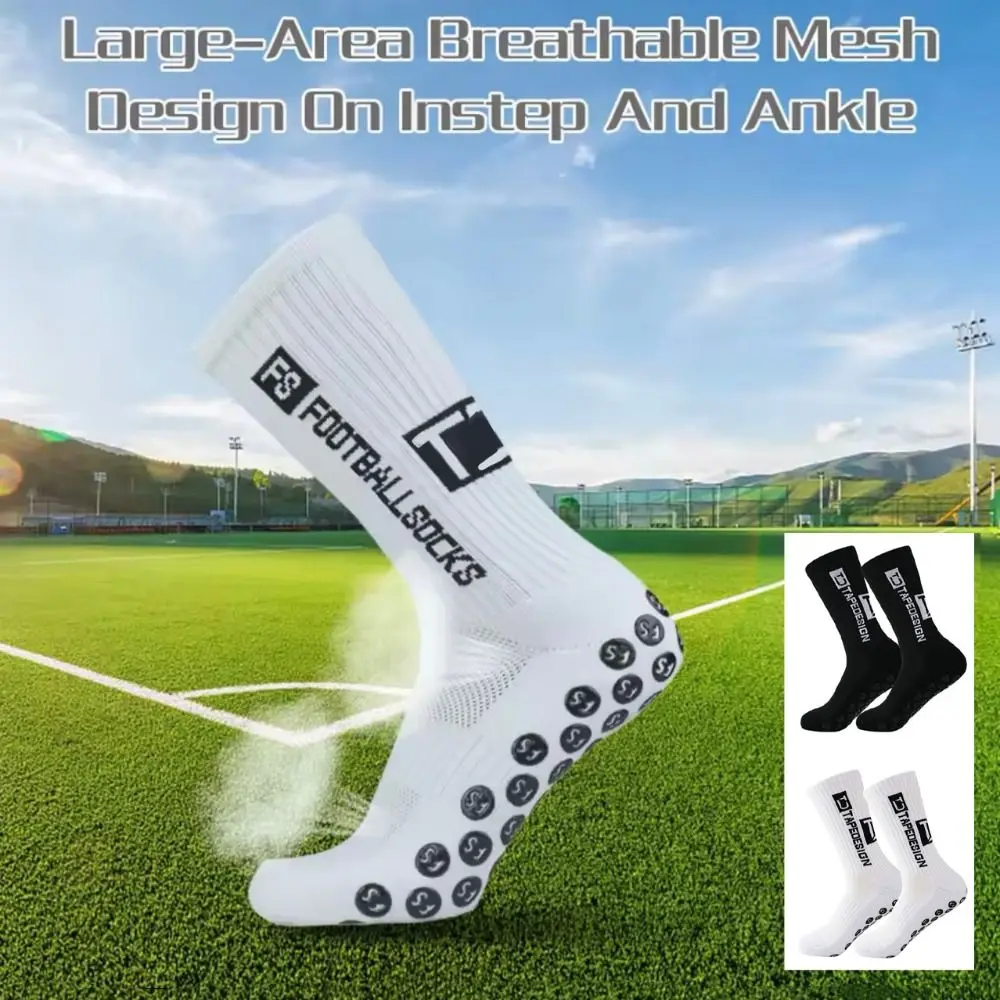 

5/6 Pairs Comfortable Dispense Soccer Tube Socks Breathable Football Men Sports Sock Cotton Non Slip Mid Calf Socks Outdoor