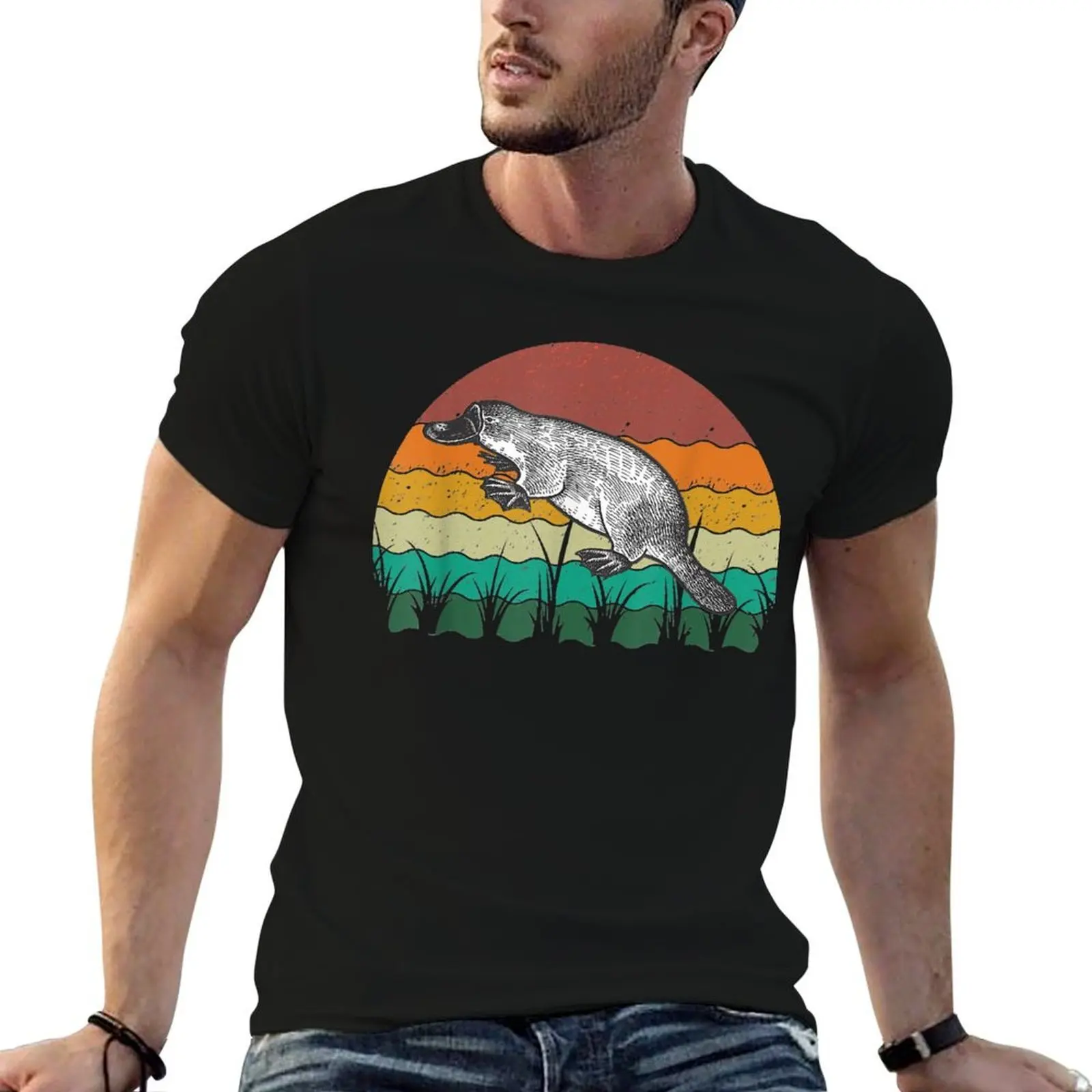 

Platypus Lover Retro Platypus T-Shirt cotton tshirt 100% men t shirt cotton 100% T-Shirt