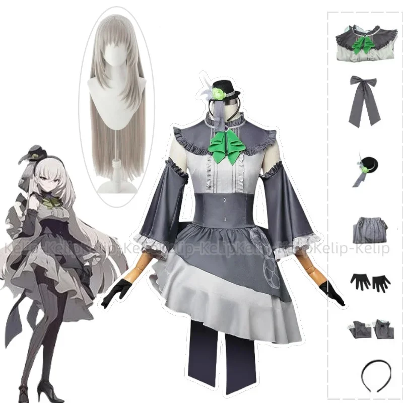 Game Blue Archive Utazumi Sakurako Cosplay Costume Grey Dress Lolita Skirt Wig Woman Kawaii Cute Carnival Birthday Party Suit