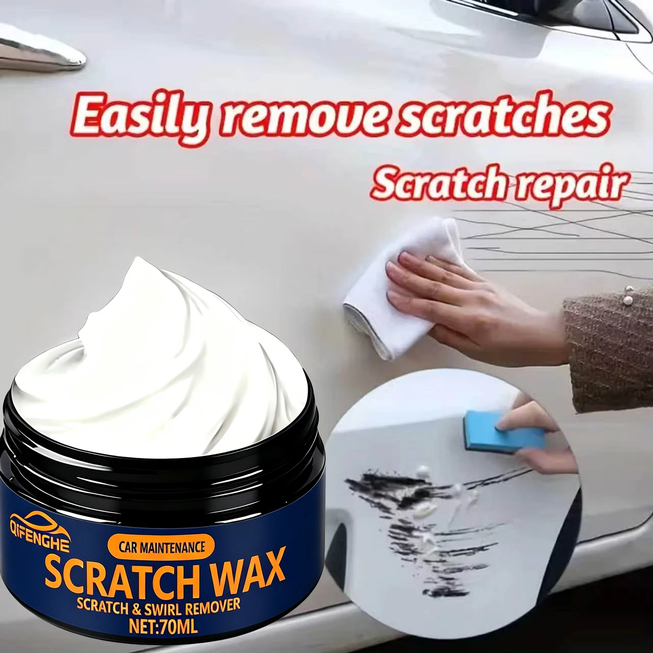 Car Scratch Swirl Remover Wax Nano Polishing Compound Auto Body Grinding Compound Anti Scratch Wax Restore Gloss for Paints 70ml