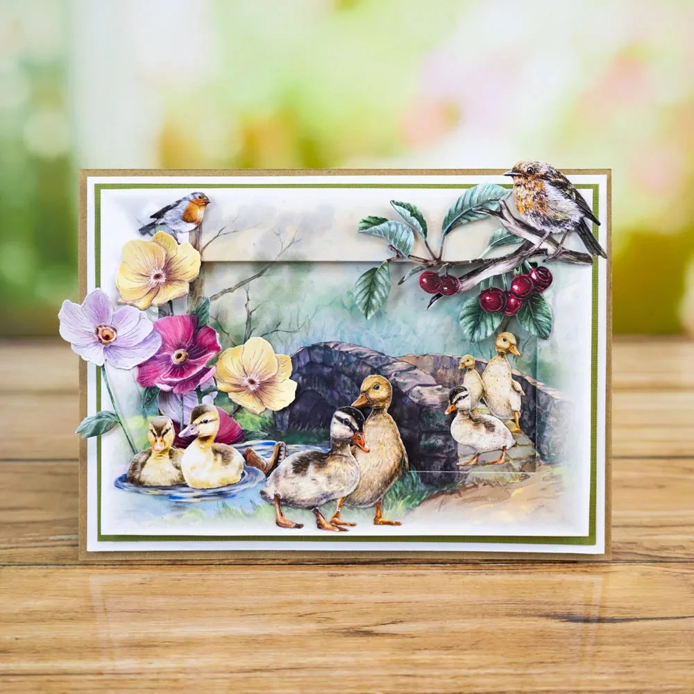 By The Pond Die Collection Duck Cheerful Cosmos Red Bird Squirrel Ivy Crescent Metal Cutting Dies Diy Greeting Card 2024 New