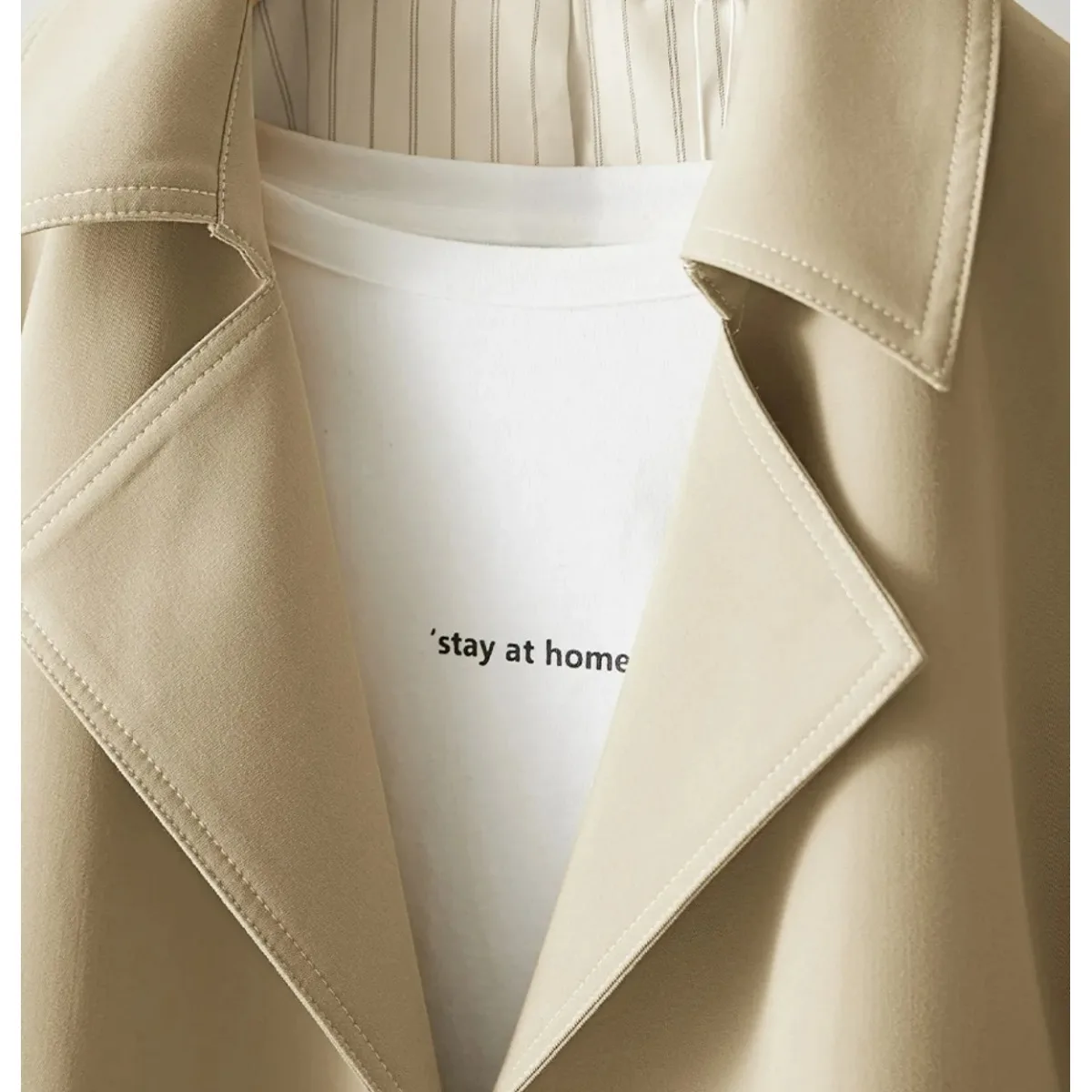 Cappotto da donna primavera autunno ort Sle Capispalla casual sottile Lanterna Sve Fibra di poliestere doppio petto Colore puro