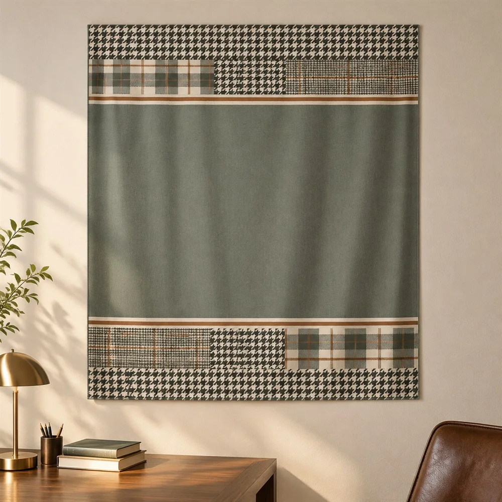 VIKAMA Houndstooth Check Tapestry Wall Hanging, Classic Check Wall Art, Modern Decor for Living Room Office Study Entryway