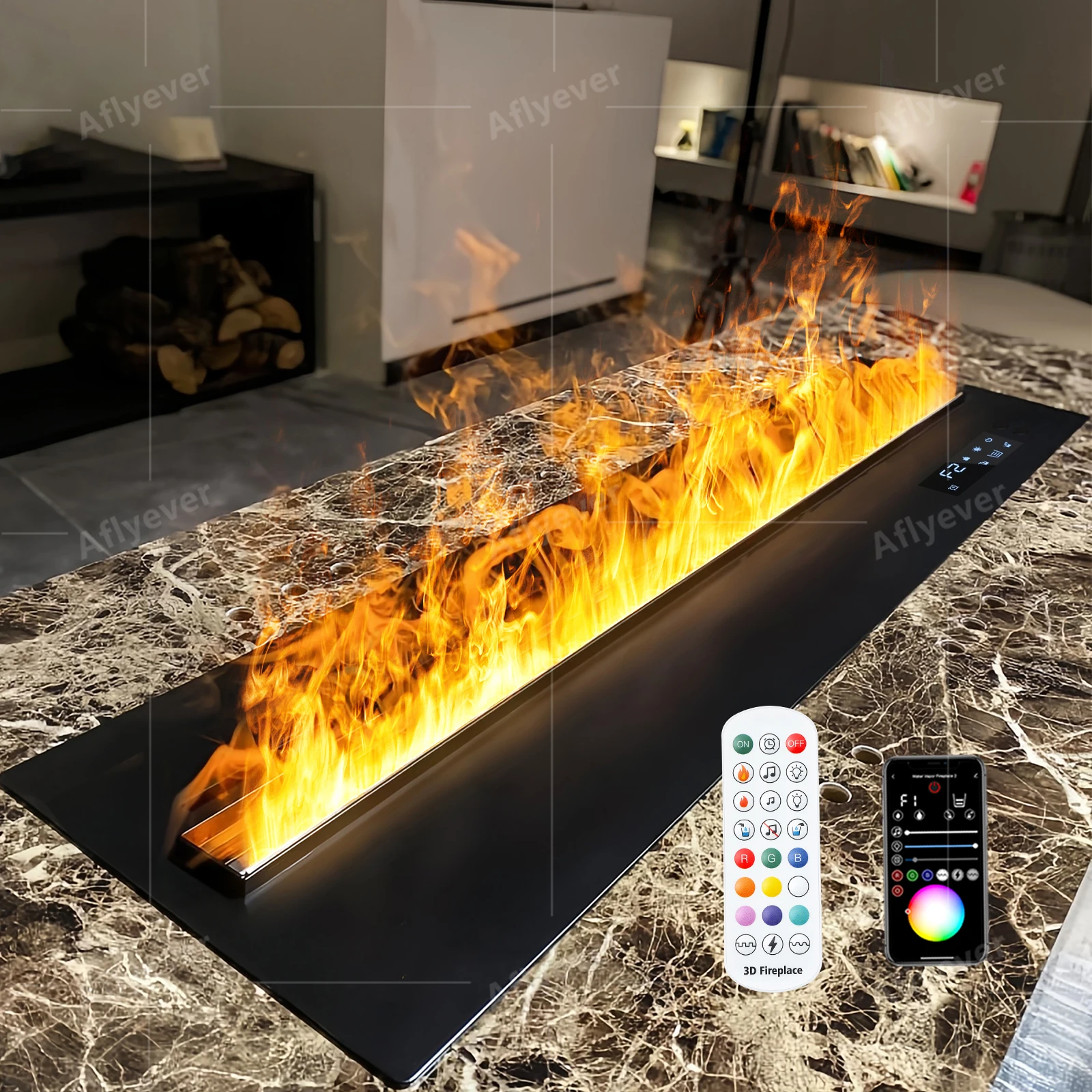 

Smart Home 3D Atomizing Fireplace Water Steam Humidifier LED Indoor Decoration Color Flame TV Wall Steam Electric Fireplace