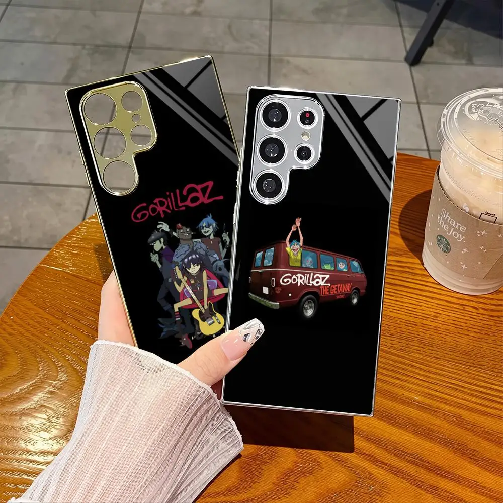 G-Gorillaz-band Phone Case For Samsung S26 S25 S24 S23 S22 S21 FE Ultra Plus Electroplating Silver Cover