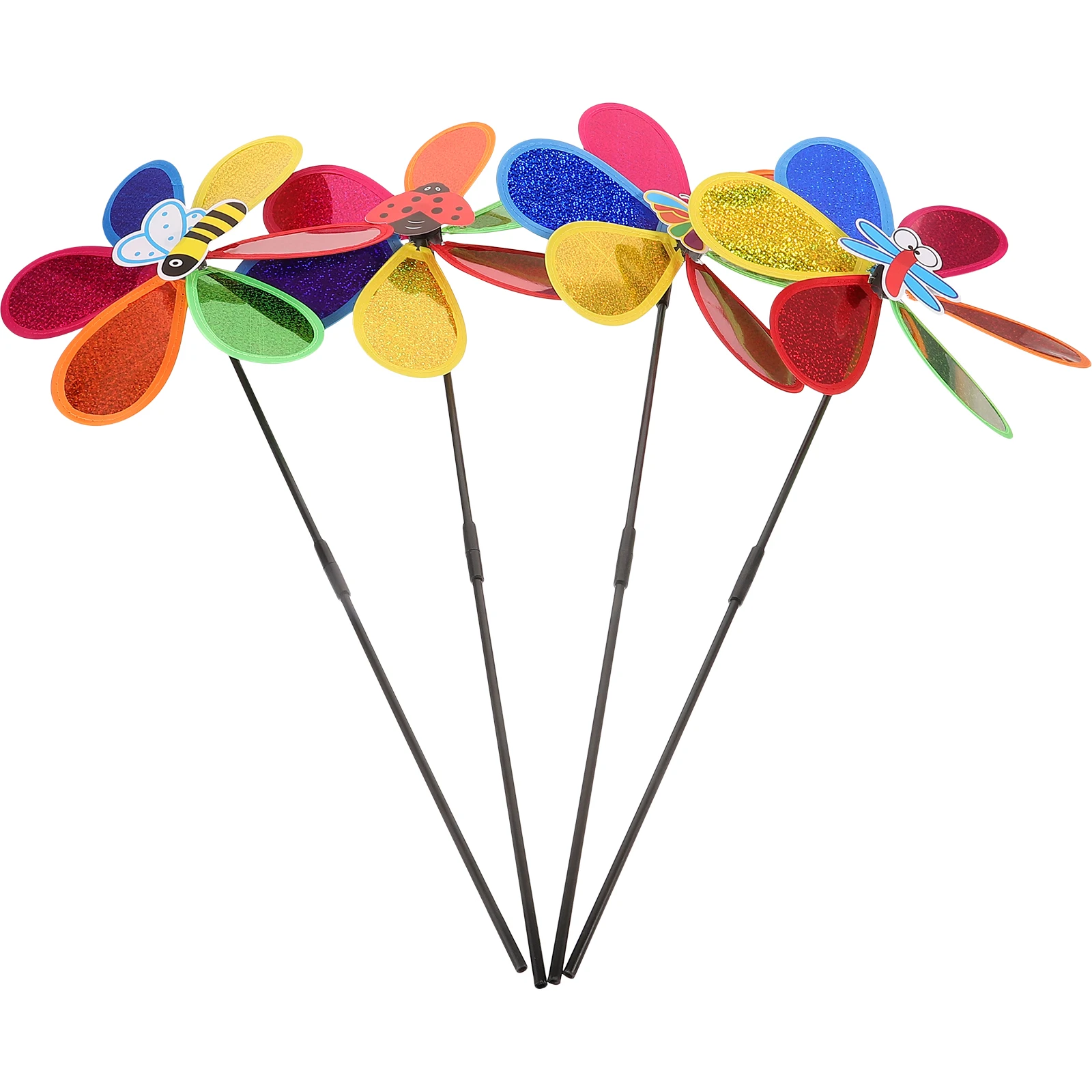 

4pcs Windmill Decoration Colorful Plastic Rainbow Windmill Decoration Spinners Garden Lawn Party Waterproof Bright