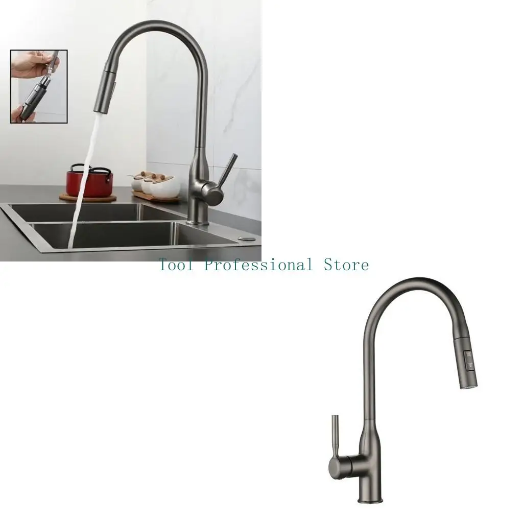 

57QF Pull Downs Kitchen Sink Faucets Single Handle Highly Arcs Kitchen Tap Enduring
