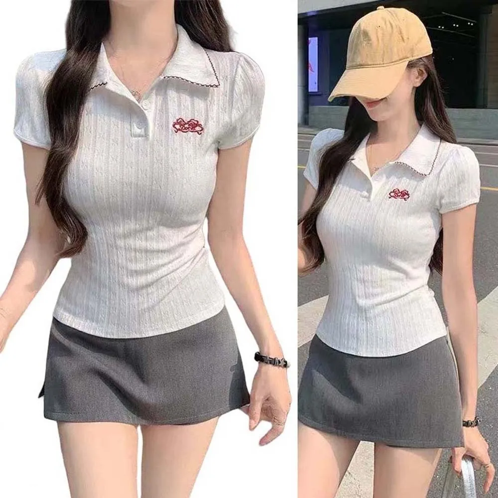 

Корейская футболка с вышивкой Spicy Girl, короткие белые трикотажные топы, майки с v-образным вырезом, укороченный топ Y2K для вечеринки