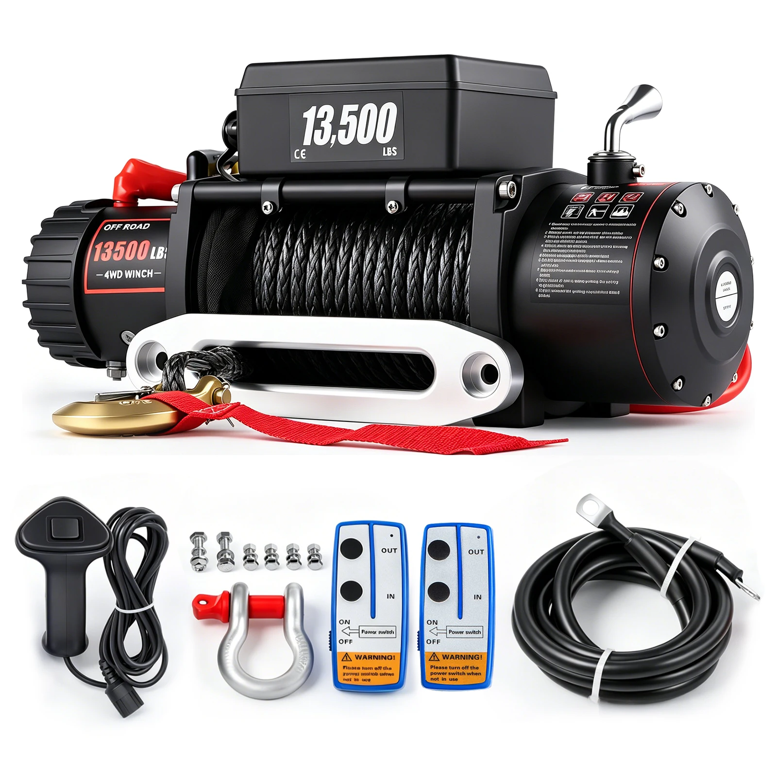 Treuil électrique SIHAO 13500LB 12V, 27M, avec câble synthétique en alliage 92, étanche, pour le sauvetage hors route, adapté aux 4x4, camions, SUV, VTT, bateaux et remorques