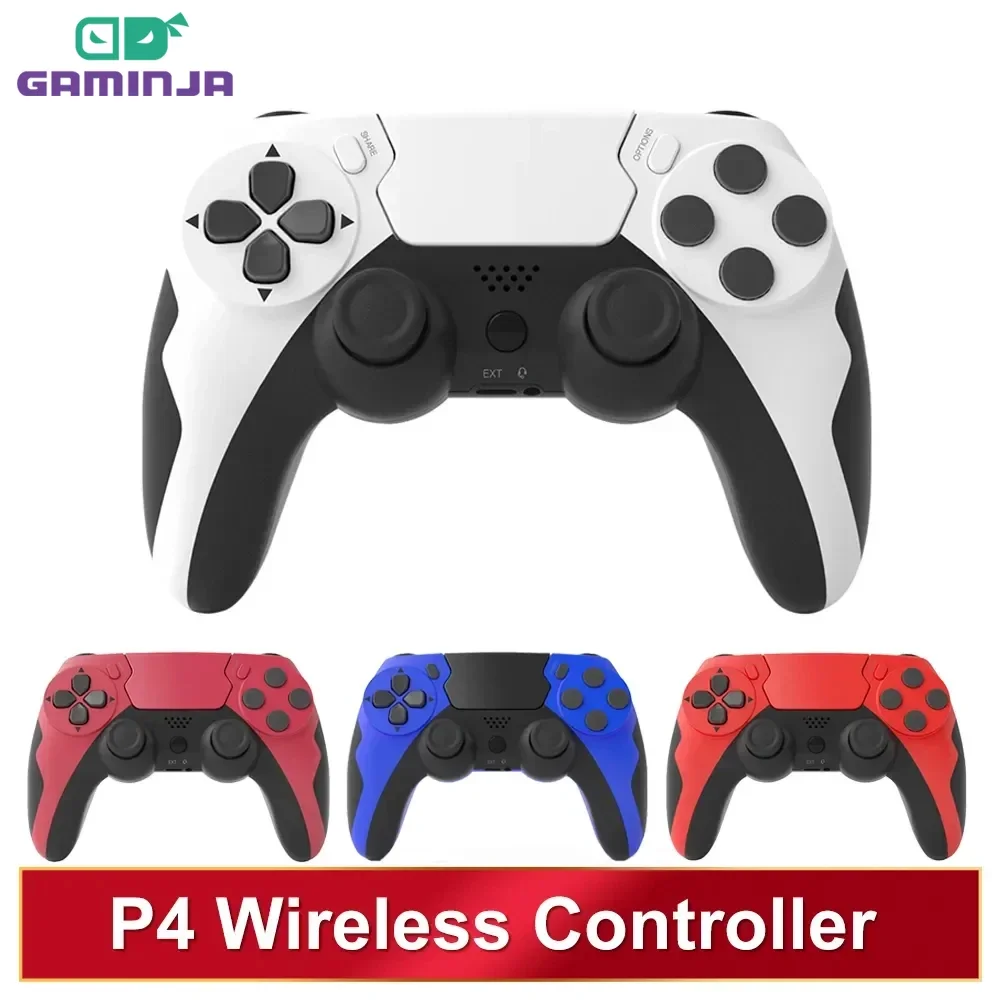 GAMINJA Wireless Controller Bluetooth Gamepad Double Vibration 6Axis Joypad Touchpad Microphone Earphone Port For PS4 PS3 PC