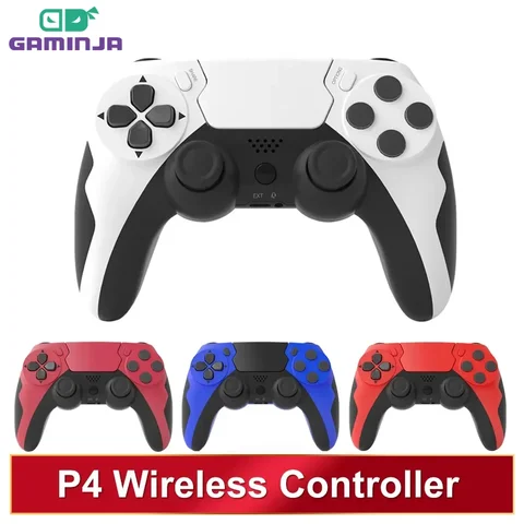 GAMINJA Kablosuz Denetleyici Bluetooth Gamepad Çift Titreşim 6 Eksen Joypad Touchpad Mikrofon Kulaklık Portu PS4 PS3 PC