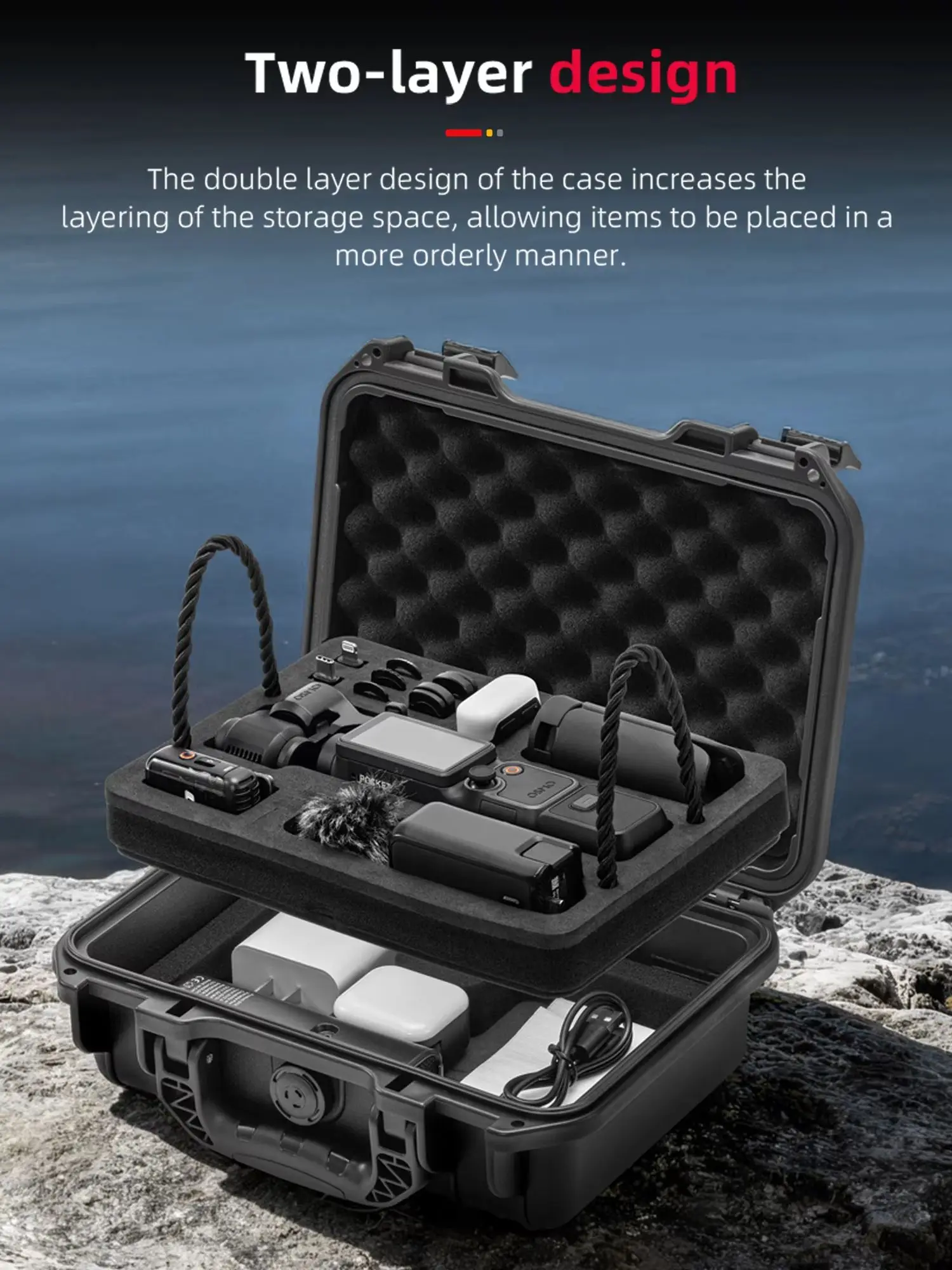 Wielowarstwowe, wytrzymałe etui na akcesoria do kamery DJI Osmo Pocket 4, wodoodporne pudełko, przenośna walizka podróżna do Pocket 4 — zdjęcie produktu 7