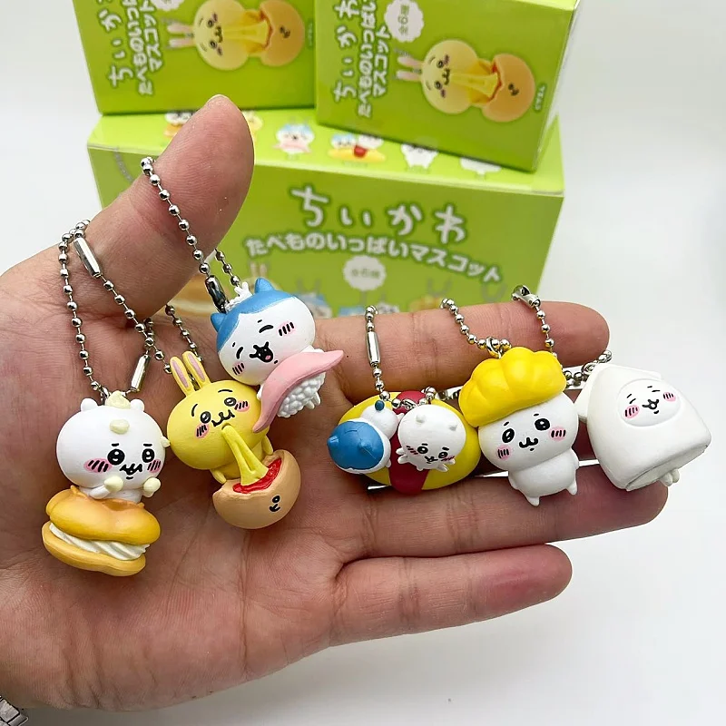 Anime Kawaii Self-Deprecating Bear Chikawa Hachiware Sushi Gashapon Keychain Usagi Momo Boxed Pendant Decorative Blind Box Gift