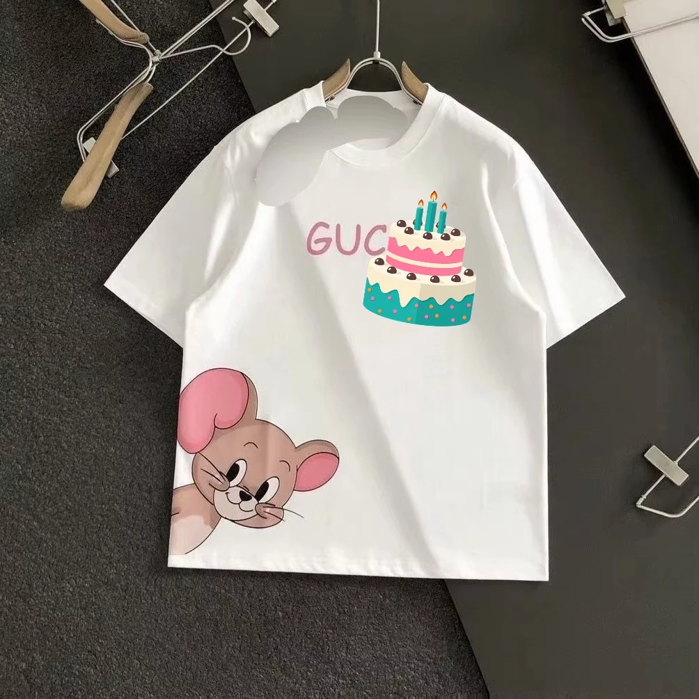 

2025 Summer New Women's Tops Men's Tops Luxury Brand Y2K Cotton Printing Casual Party Large Size Crew Neck T-shirt Short Sleeve