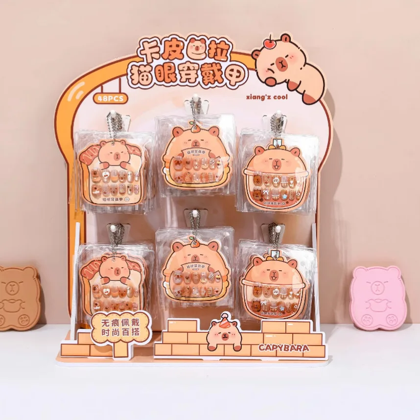 Cute Capybara Cartoon Kids Nail Stickers Self-Adhesive Easy to Use Nail Patches Accessories for Girls Toy Gift Freedom 3pcs view 5