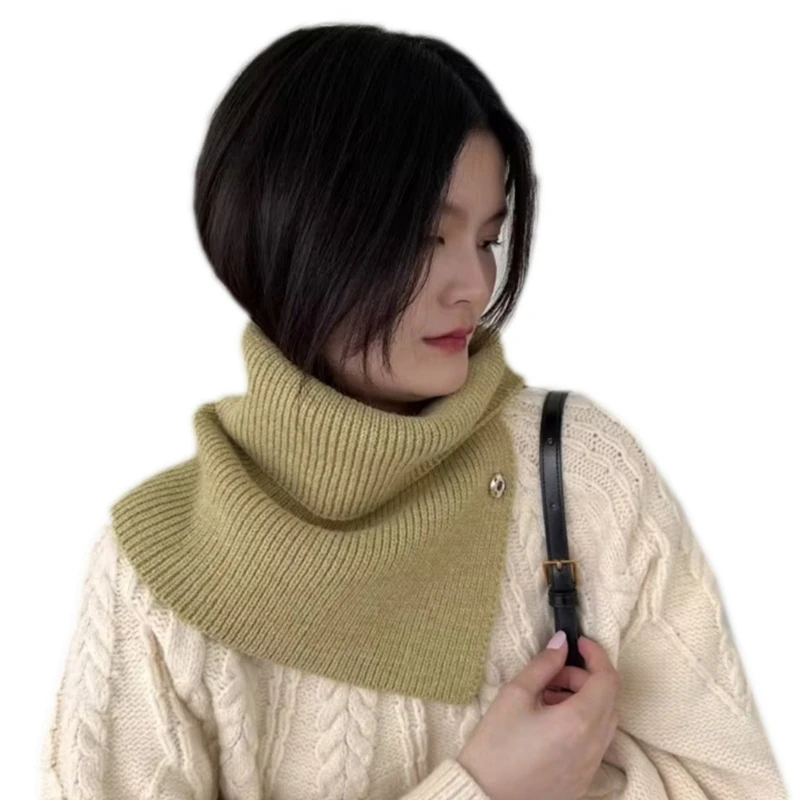 Bufanda de cuello alto de punto acanalado para mujer, Jersey asimétrico, calentador de cuello
