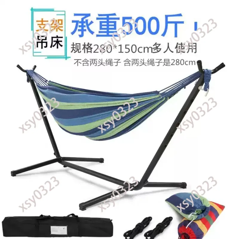 Foldable Hammock with Stand, Detachable Canvas Swing for Indoor Outdoor Camping